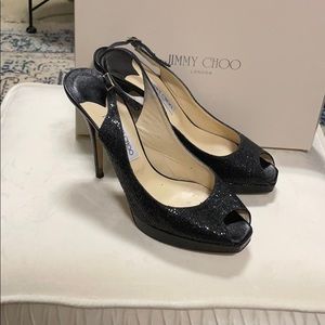 Jimmy Choo glitter peep toe